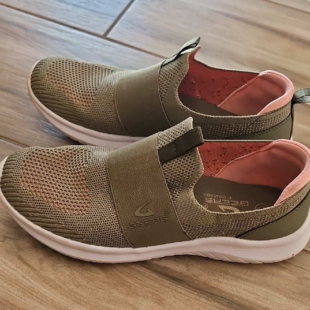 Green and Pink Slip-On Sneakers size 8